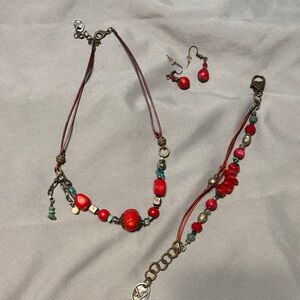 Bohemian Red and Gold Jewelry Set
